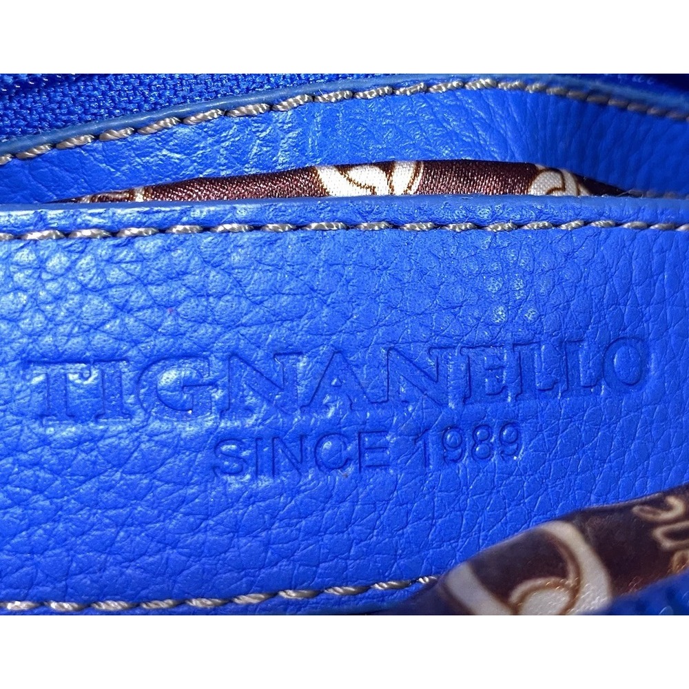Tignanello Women's Leather Royal Blue Crossbody Purse Tons Pockets 7.5x9x1.5" - Picture 8 of 15